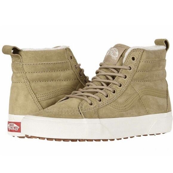 Vans Shoes - Vans SK8-Hi Mte Womens Beige Suede Scotchgard Faux Fur Lined Sneakers 7.5
